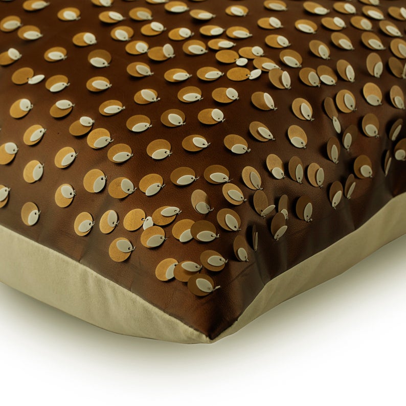 Stylish Brown Faux Leather Throw Pillow Cover - Soft Decorative Cushion Case for Sofa, Bed & Home Decor