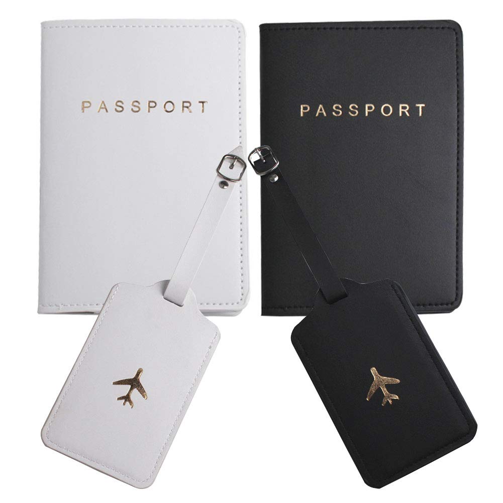 Premium Passport Wallet & Travel Organizer Set - Slim RFID Blocking Passport Holder with Luggage Tags - Perfect Honeymoon & Couple Travel Gift for Wedding & Bridal Shower | Ideal for International Trips & Airplane Security