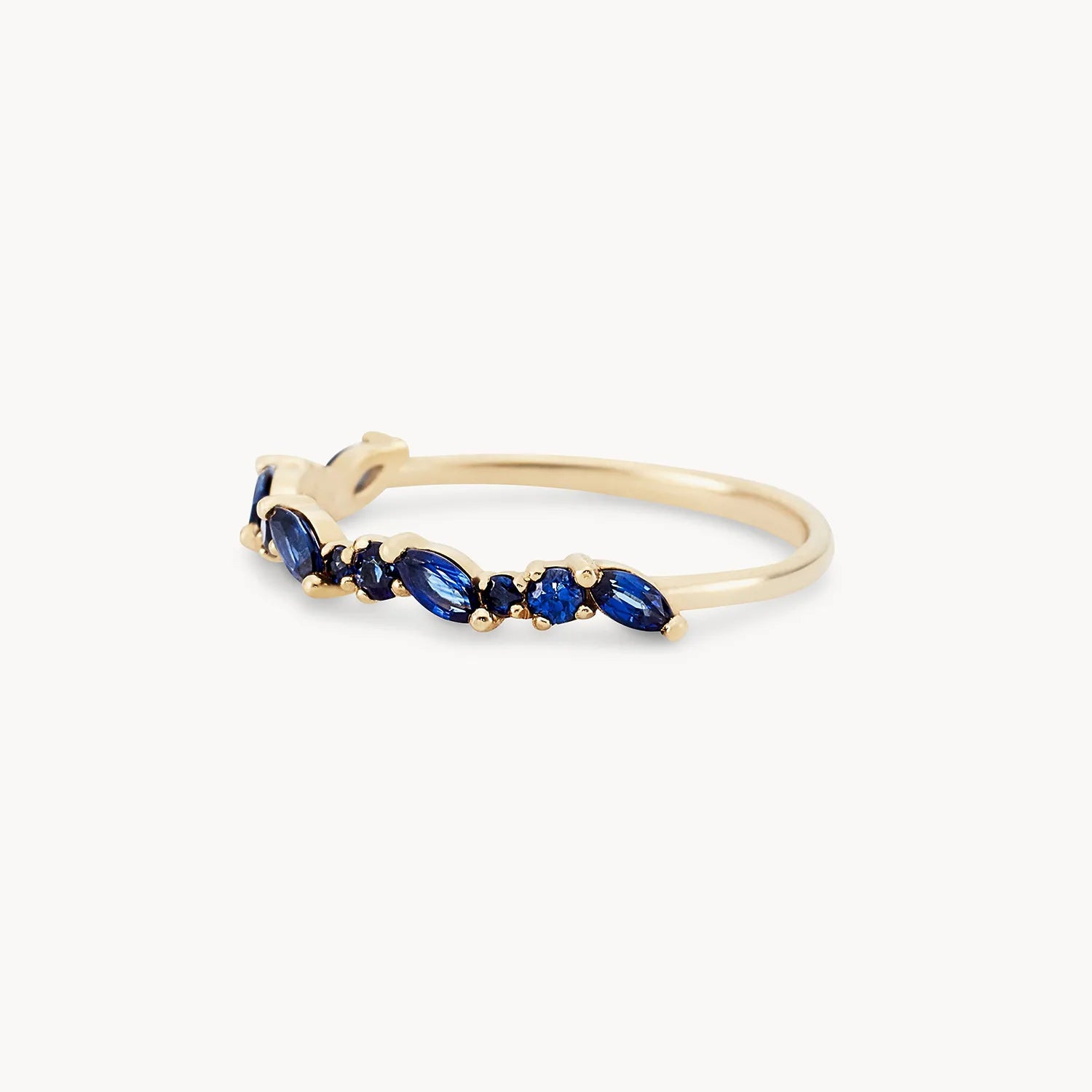 14K Yellow Gold Reverie Band with Blue Sapphire - Elegant Stackable Ring for Women, Perfect for Weddings, Anniversaries & Everyday Wear