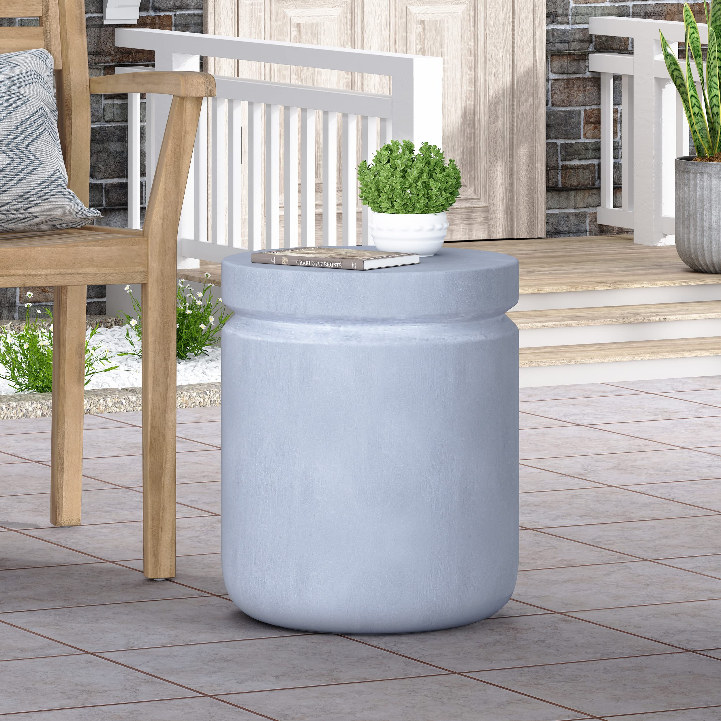 Christopher Knight Home Noyes End Table - Light Gray Modern Nightstand for Living Room, Bedroom & Office - Small Side Table with Storage Shelf