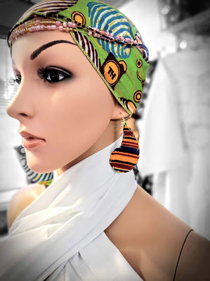 Elsie Kente African Print Earrings DP3227ER5 - Handmade Tribal Jewelry for Women, Colorful Ethnic Dangle Earrings for Parties, Weddings & Cultural Events