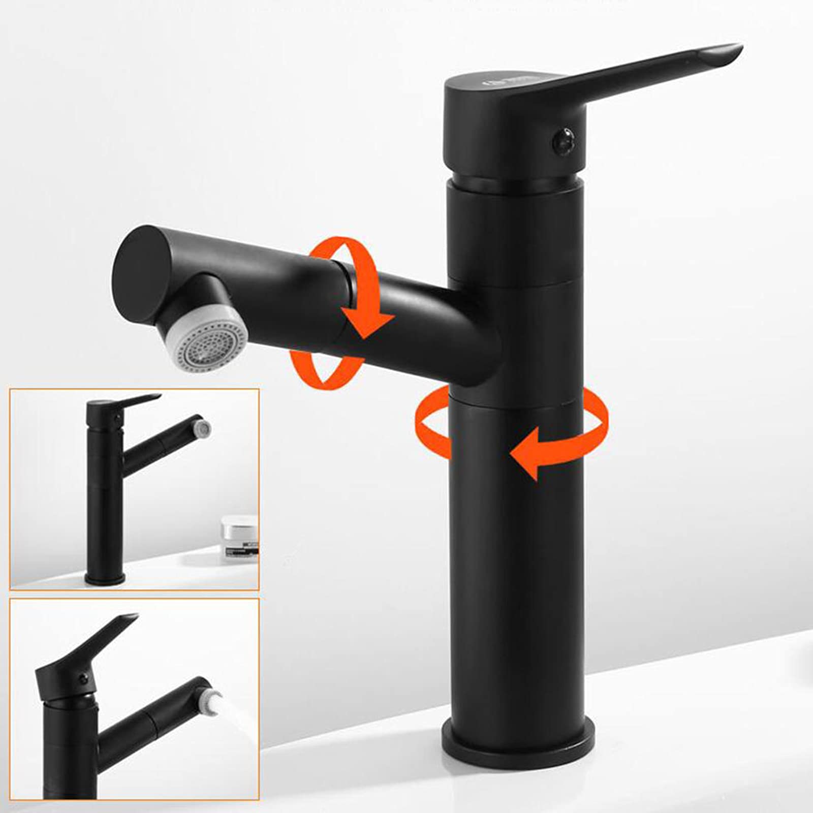 Pull-Out Sprayer Kitchen Faucet with Swivel Spout, Black Bathroom Sink Faucet with Retractable Sprayer, Single Handle Mixer Tap for Modern Home Use - Perfect for Washing Dishes, Filling Pots, and Cleaning Sinks