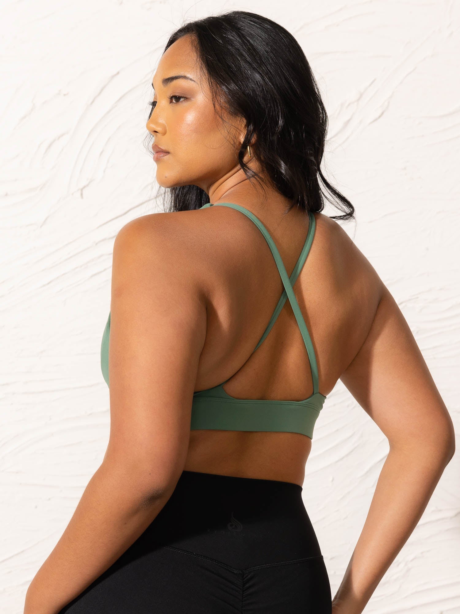 NKD Low Neck Sports Bra for Women - Breathable Workout Top in Forest Green - Perfect for Yoga, Running & Gym