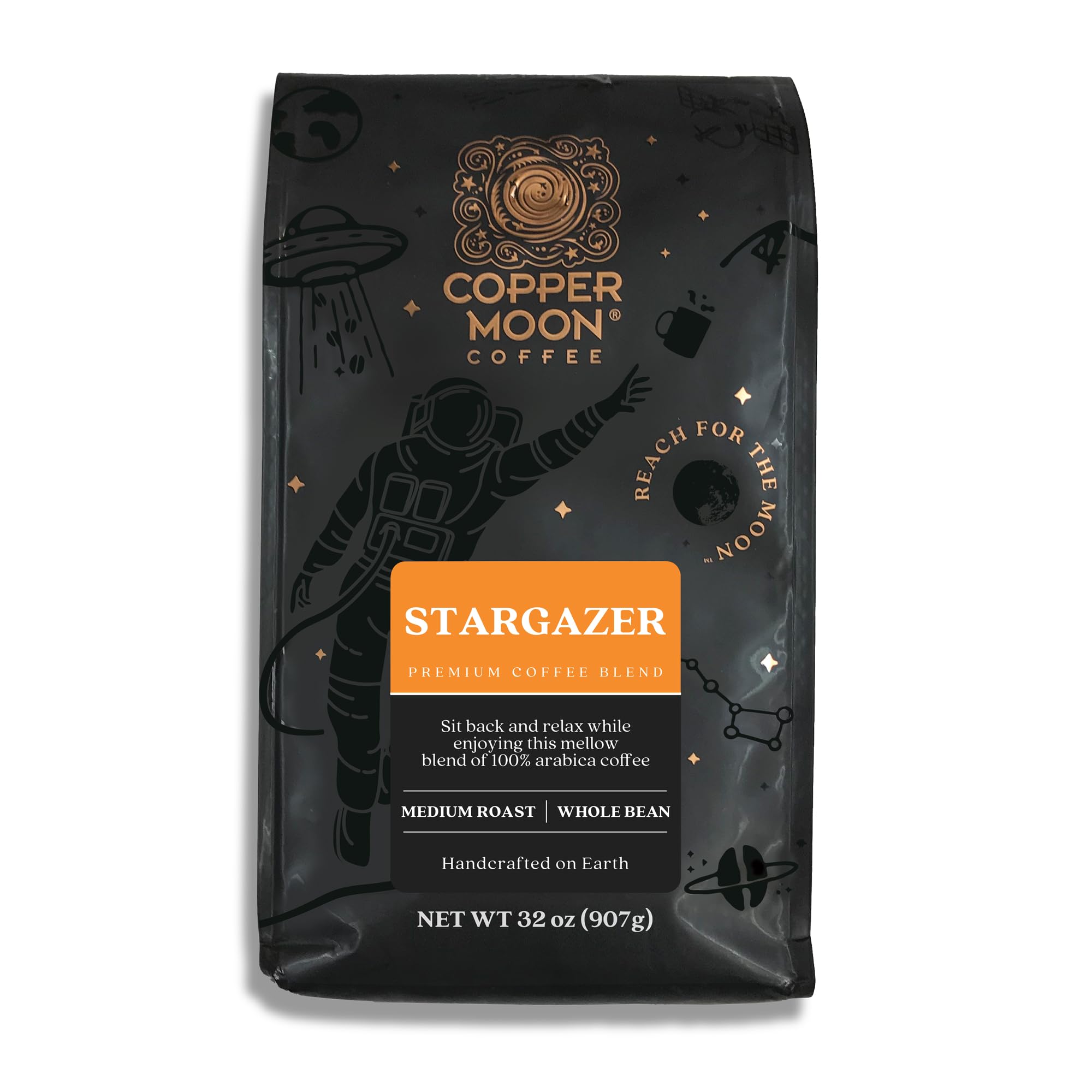 Premium Copper Moon Medium Roast Whole Bean Coffee - Stargazer Blend (2 Lb Bag) | Rich & Smooth Flavor for Home Brewing, Office Use & Gifts