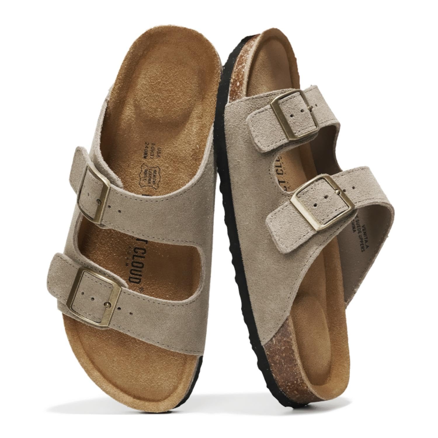 Project Cloud Genuine Leather Women's Flat Sandals - Comfortable Memory Foam Slides for Beach & Vacation - Breathable Summer Footwear (Venita) | Perfect for Poolside, Travel & Casual Outings