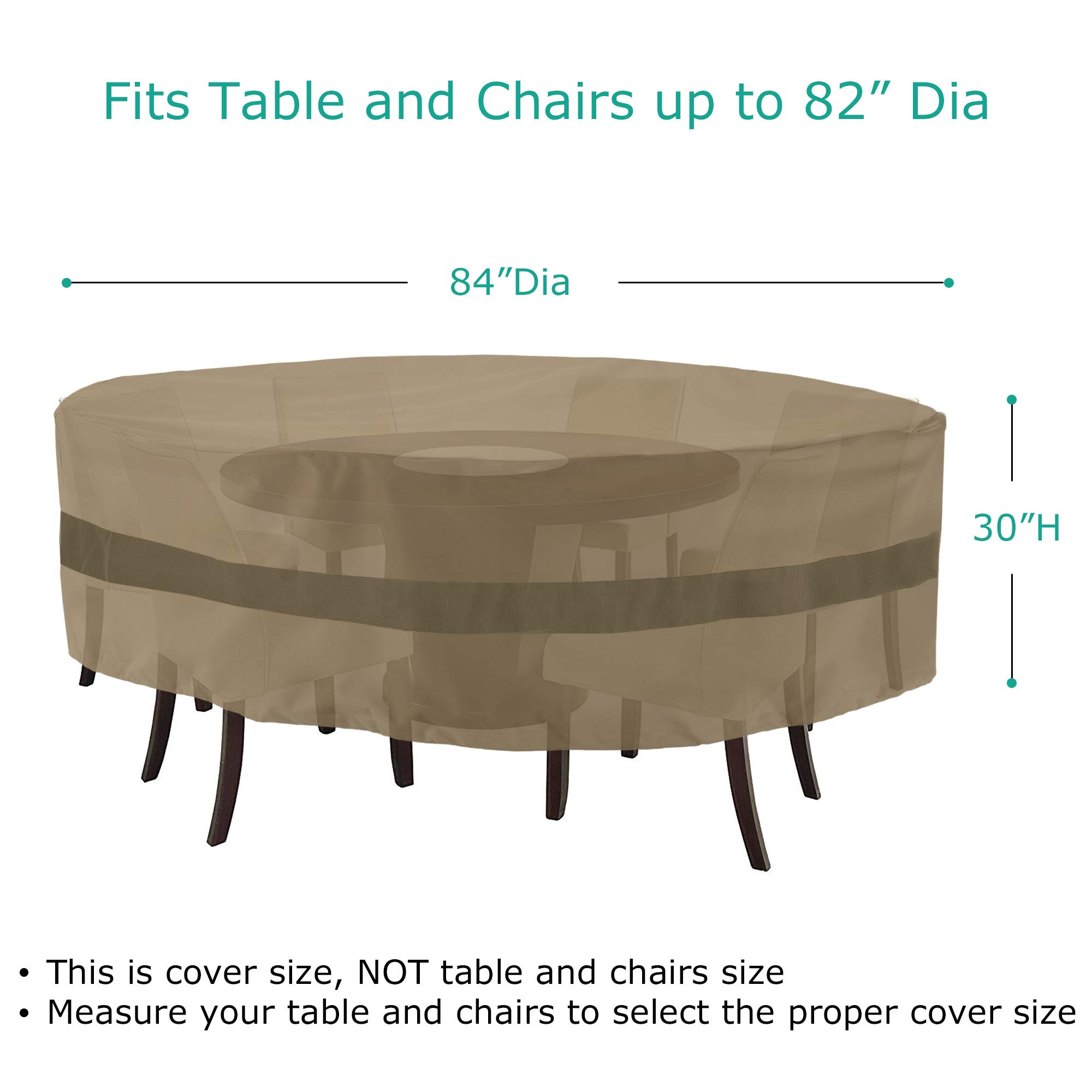 **SunPatio Heavy Duty Waterproof Round Patio Table and Chairs Cover – 84