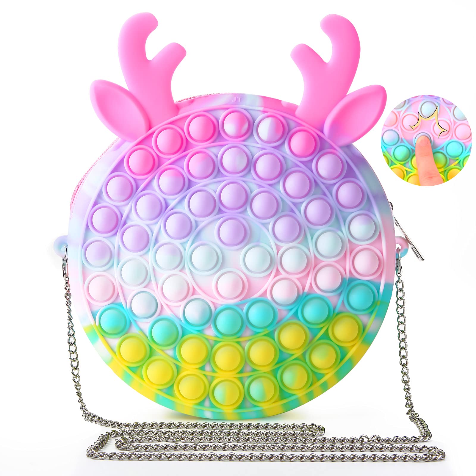 **Pop Fidget Shoulder Bag for Girls - Silicone Bubble Popper Crossbody Purse, Sensory Stress Relief Toy for School, Birthday Party Gifts | Fun & Relaxing Accessory for Kids & Teens**