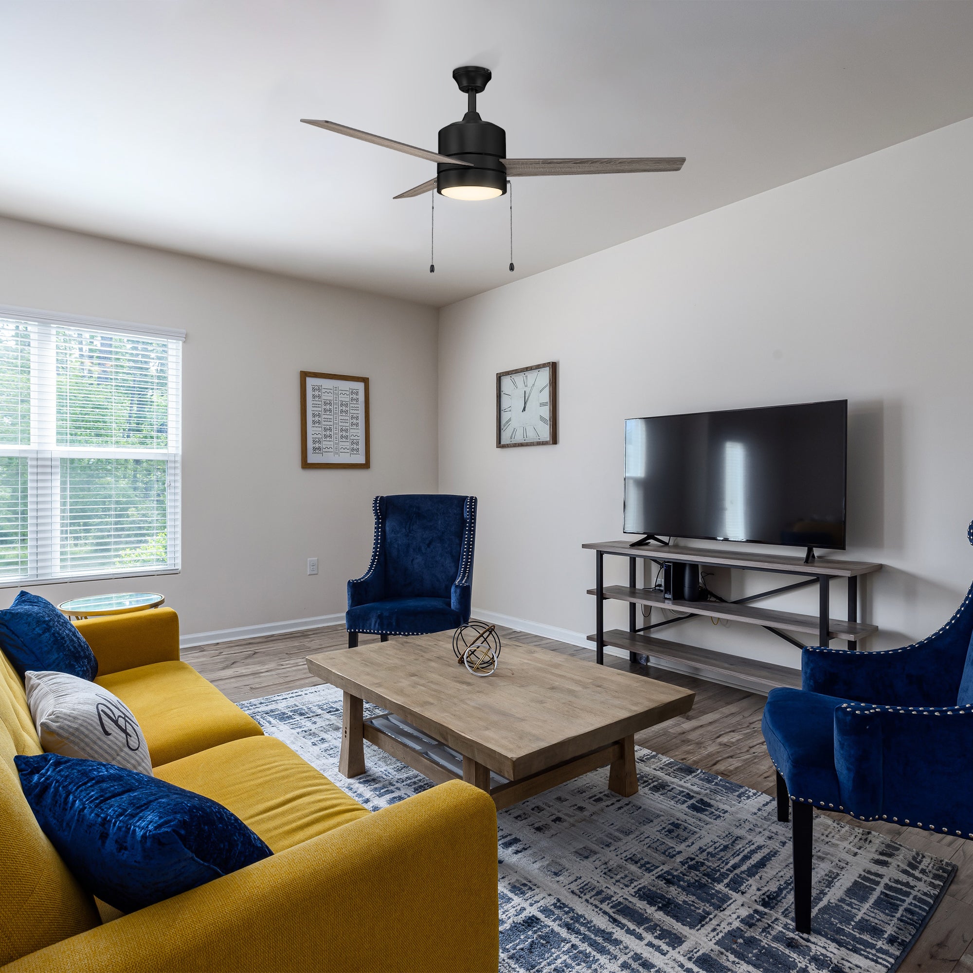 52 Inch Marais Ceiling Fan with LED Light & Pull Chain - Modern Cooling for Bedroom, Living Room & Outdoor Spaces