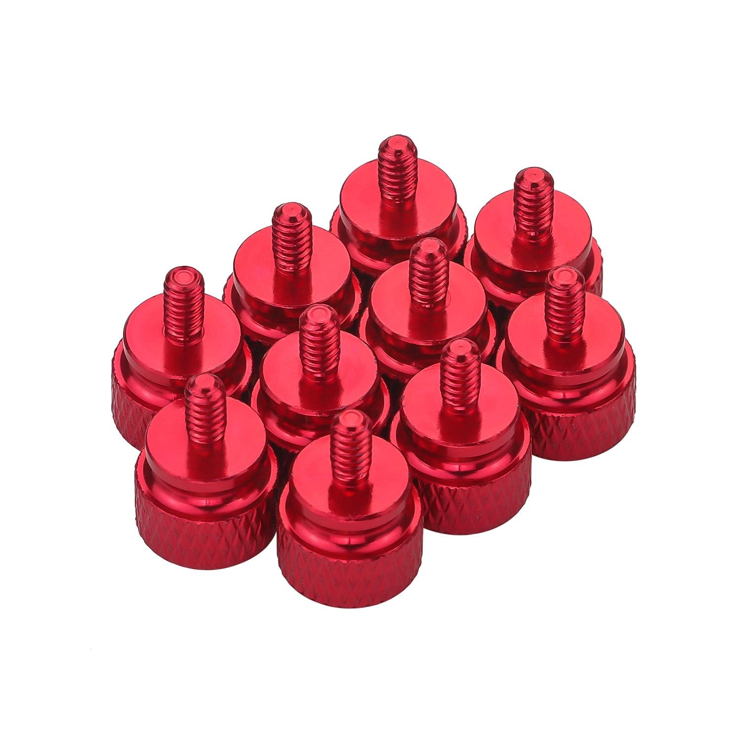10Pcs Red 6-32 Fully Threaded Knurled Thumb Screws for PC Computer Case - Perfect for DIY PC Builds & Hardware Upgrades