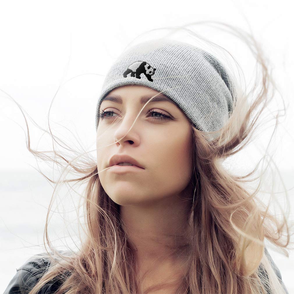 Speedy Pros Slouchy Beanie for Men & Women - Panda Bear Embroidery Winter Hat - Soft Cotton Skull Cap - Cozy Cold Weather Accessory for Outdoor Activities, Skiing, and Casual Wear