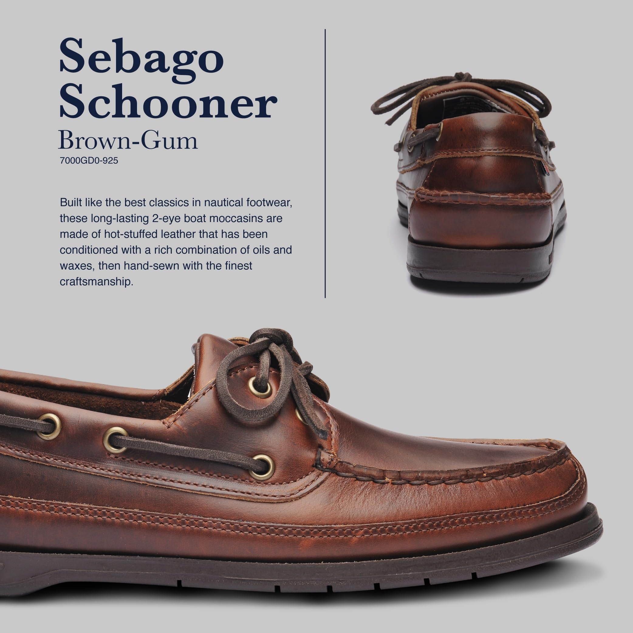 Sebago Men's Schooner Waterproof Leather Boat Shoes - 360-Degree Rawhide Lacing Non-Slip Soles | Casual Moccasins for Sailing, Boating & Outdoor Activities
