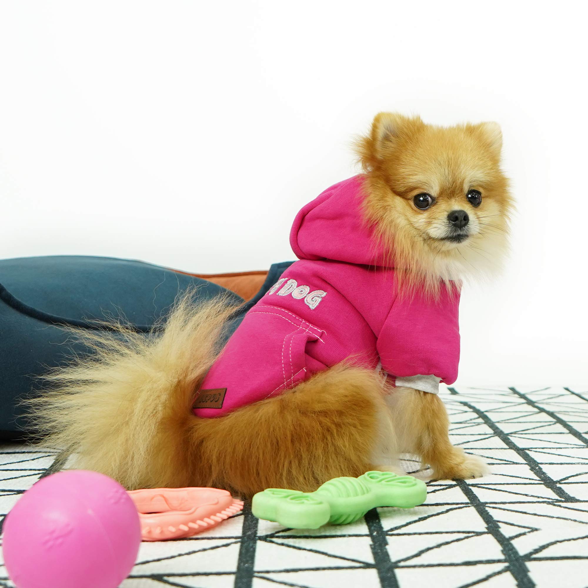 SussexHome Pets XXL Dog Hoodie - Cute Washable Dog Sweater with Full Coverage in Fuchsia - Cozy Winter Outfit for Large Dogs at Home & Outdoor Walks