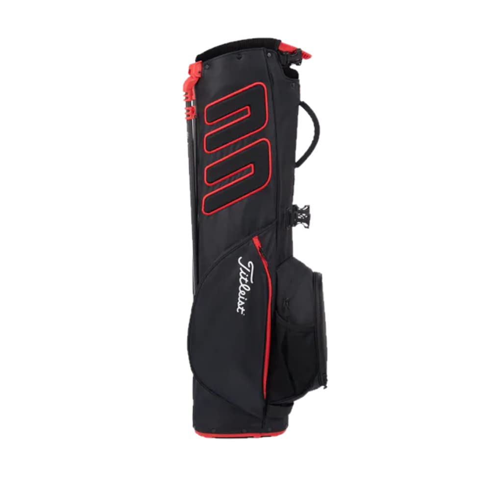 Titleist Players 4 Carbon-S Stand Golf Bag - 4-Way Top with Rain Hood, Mesh Water Bottle Pocket & Dual Strap - Black/Red for Golfers | Perfect for Tournaments, Driving Range & Weekend Golf Games
