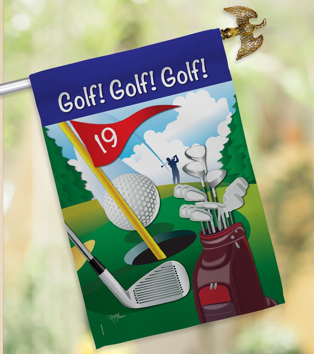 Golf Sports Vertical House Flag Set 28x40