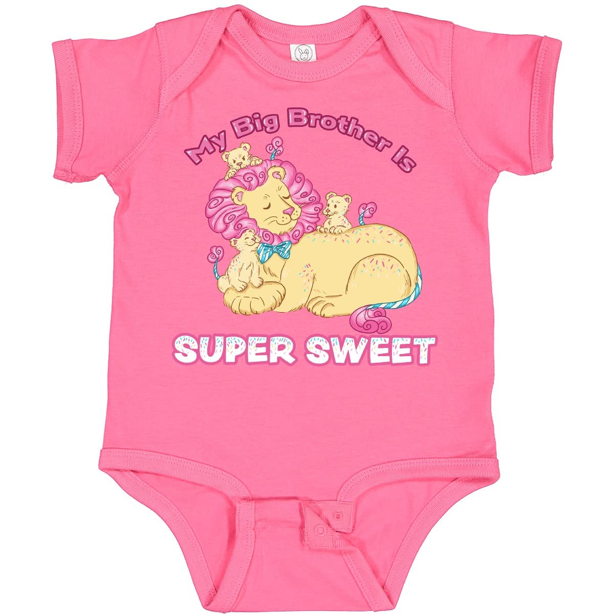 My Big Brother is Super Sweet Cotton Candy Lions Baby Bodysuit - Soft Cotton Infant Onesie for Newborns & Toddlers - Perfect for Sibling Photos, Birthday Gifts & Family Matching Outfits