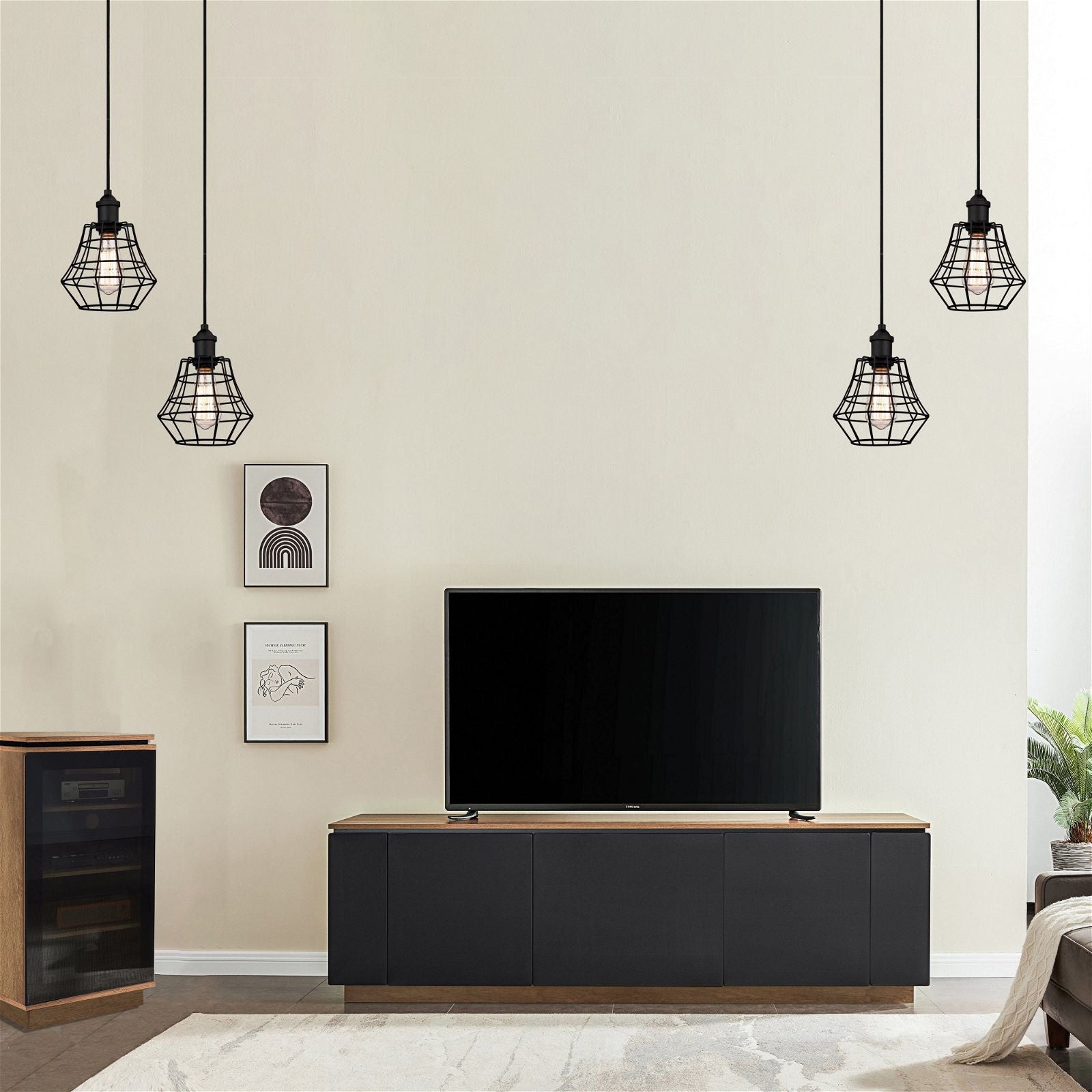 TITAN HiFi Vinyl Dark Oak Entertainment Center - Premium Audio Rack for Record Player & Stereo System - Perfect for Living Room, Home Theater & Music Studio Setup