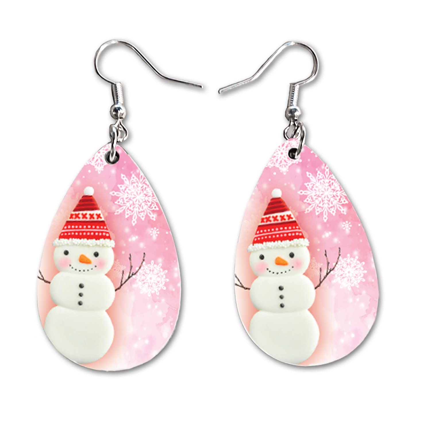 Cute Snowman Dangle Earrings Set - Lightweight Christmas Winter Jewelry for Women | Double-Sided Printed Holiday Accessories | Perfect for Xmas Parties, Gift Exchange & Winter Fashion