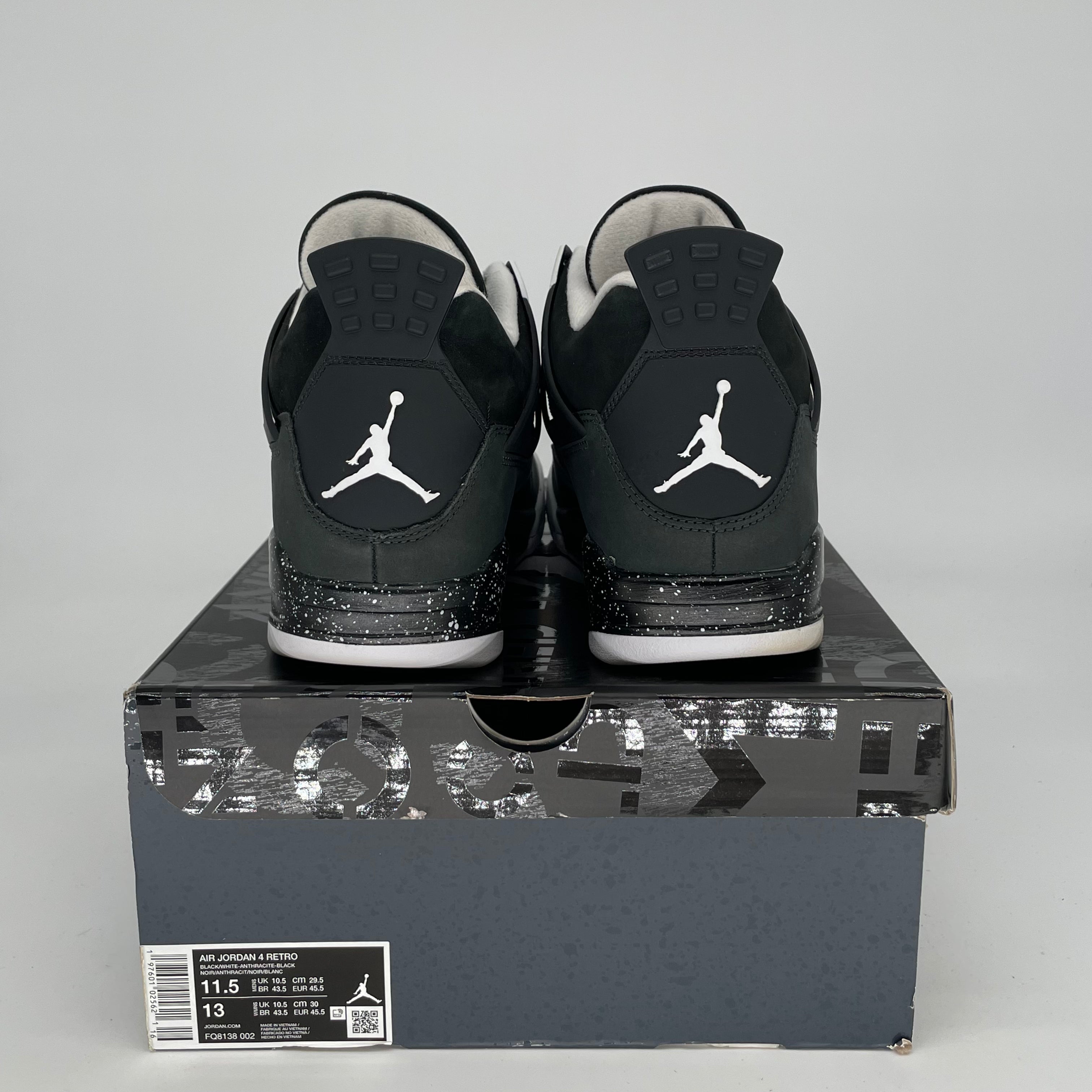 AIR JORDAN 4 FEAR Men's Basketball Shoes Size 11.5 - Black & Grey Retro Sneakers (Style Code FQ8138-002) | Perfect for Streetwear, Casual Outfits & Sneaker Collectors