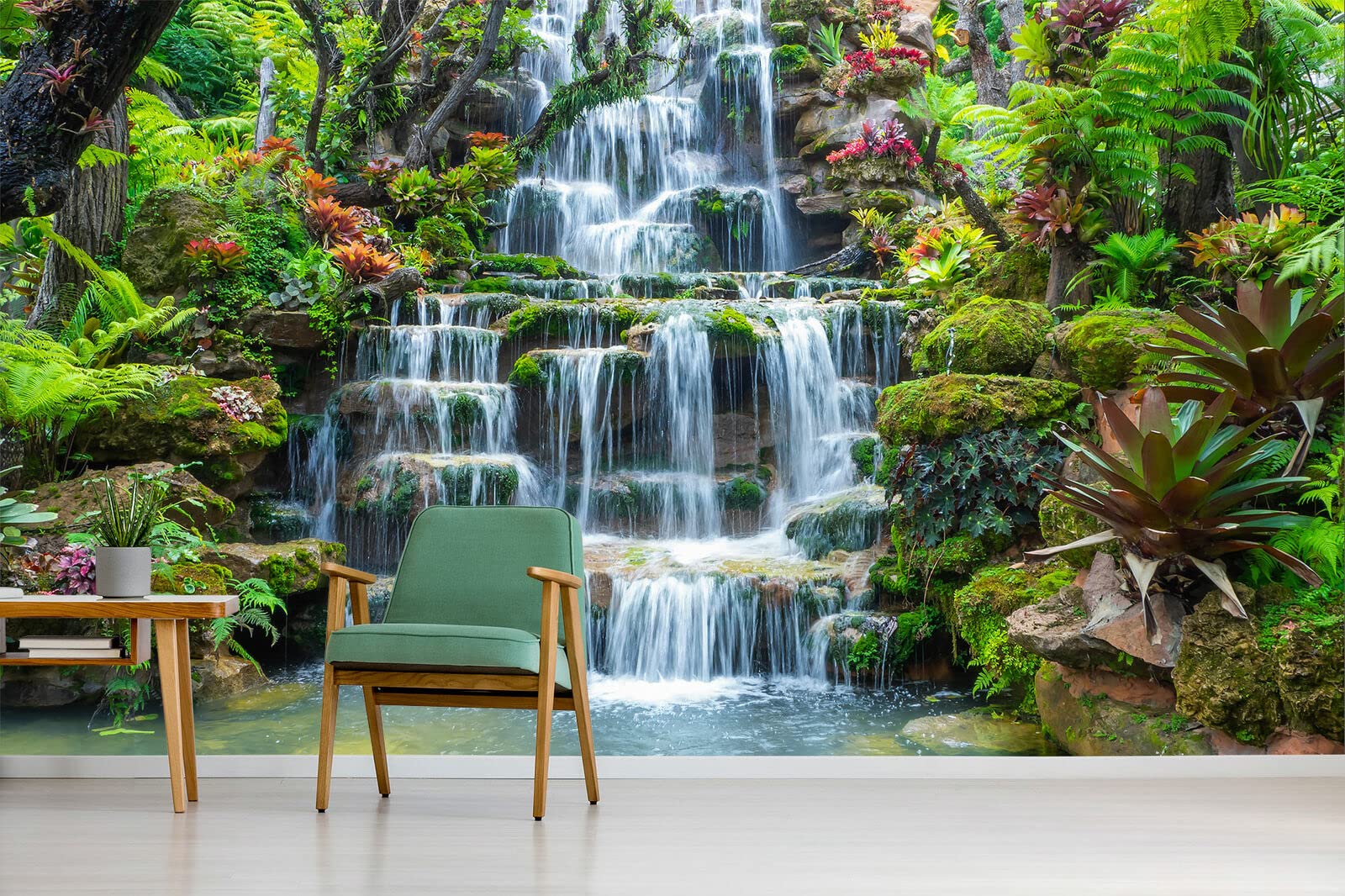 3D Mountain Spring Waterfall Self-Adhesive Wall Mural - Natural Landscape Removable Wallpaper Sticker - Large 118x78.7 Inch Home Decor for Living Room, Bedroom & Office