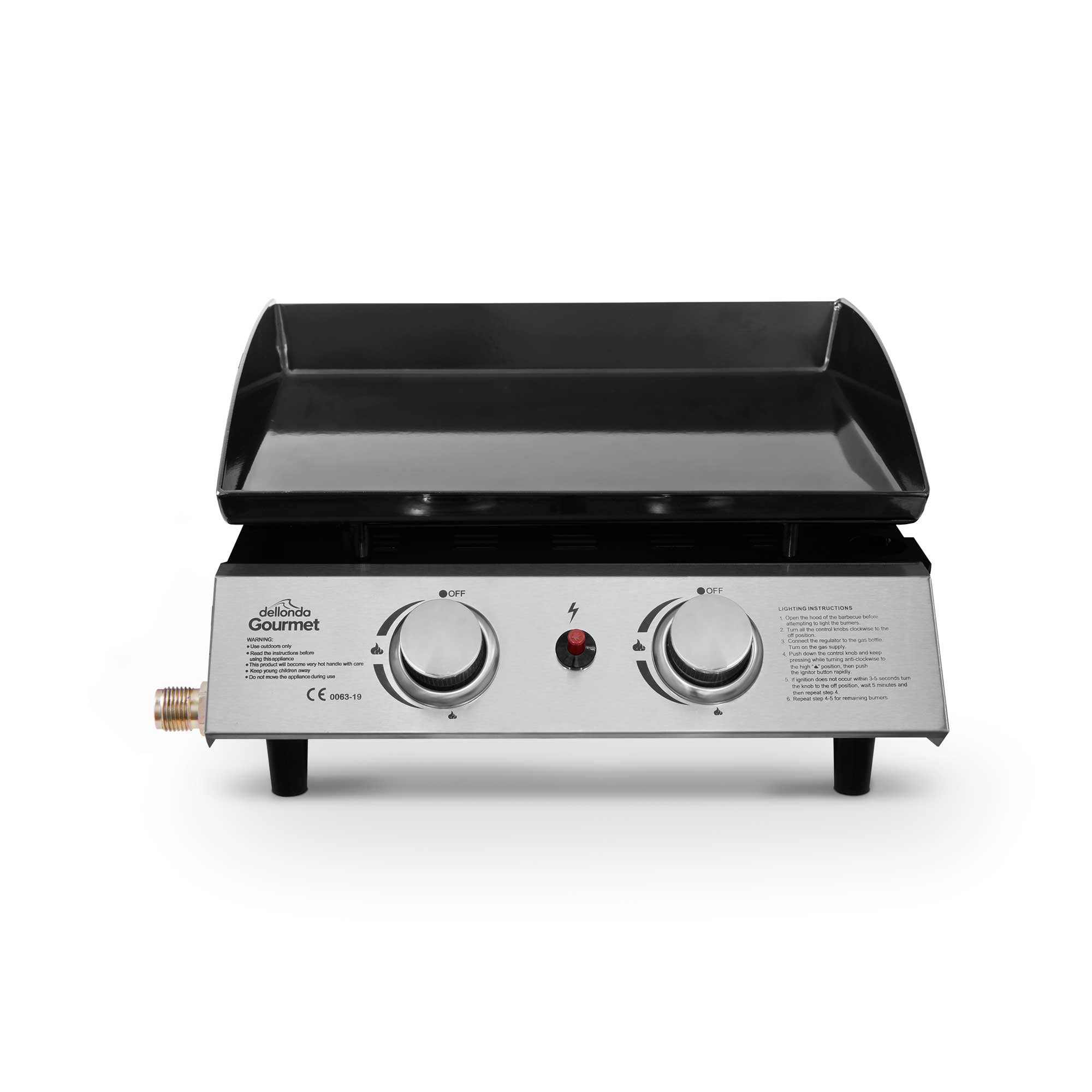 2 Burner Portable Gas Plancha 5kW BBQ Griddle - Stainless Steel Outdoor Cooking Grill for Camping, Backyard Parties & Tailgating - DG21 Model