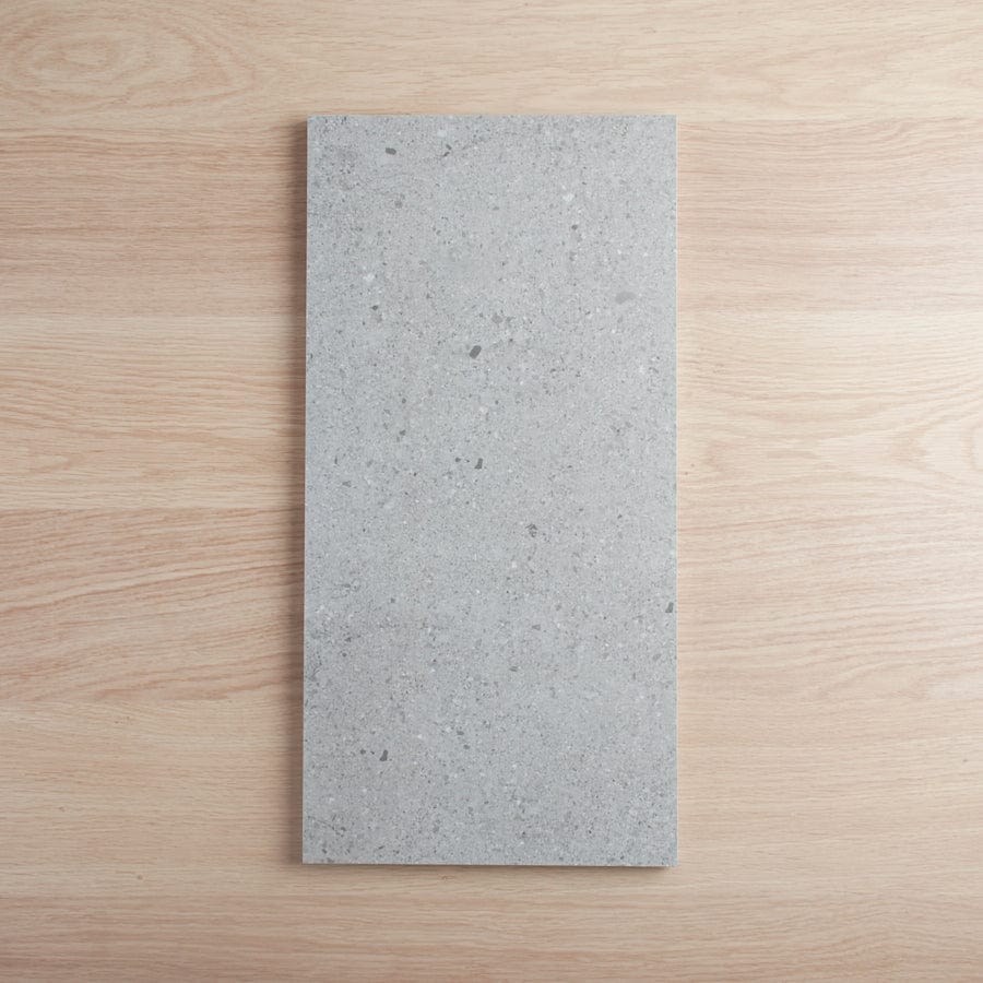 Hamilton Matte Grey Concrete Look Tile - Premium Peel and Stick Floor Tiles for Kitchen, Bathroom & Basement - Waterproof DIY Home Renovation Solution