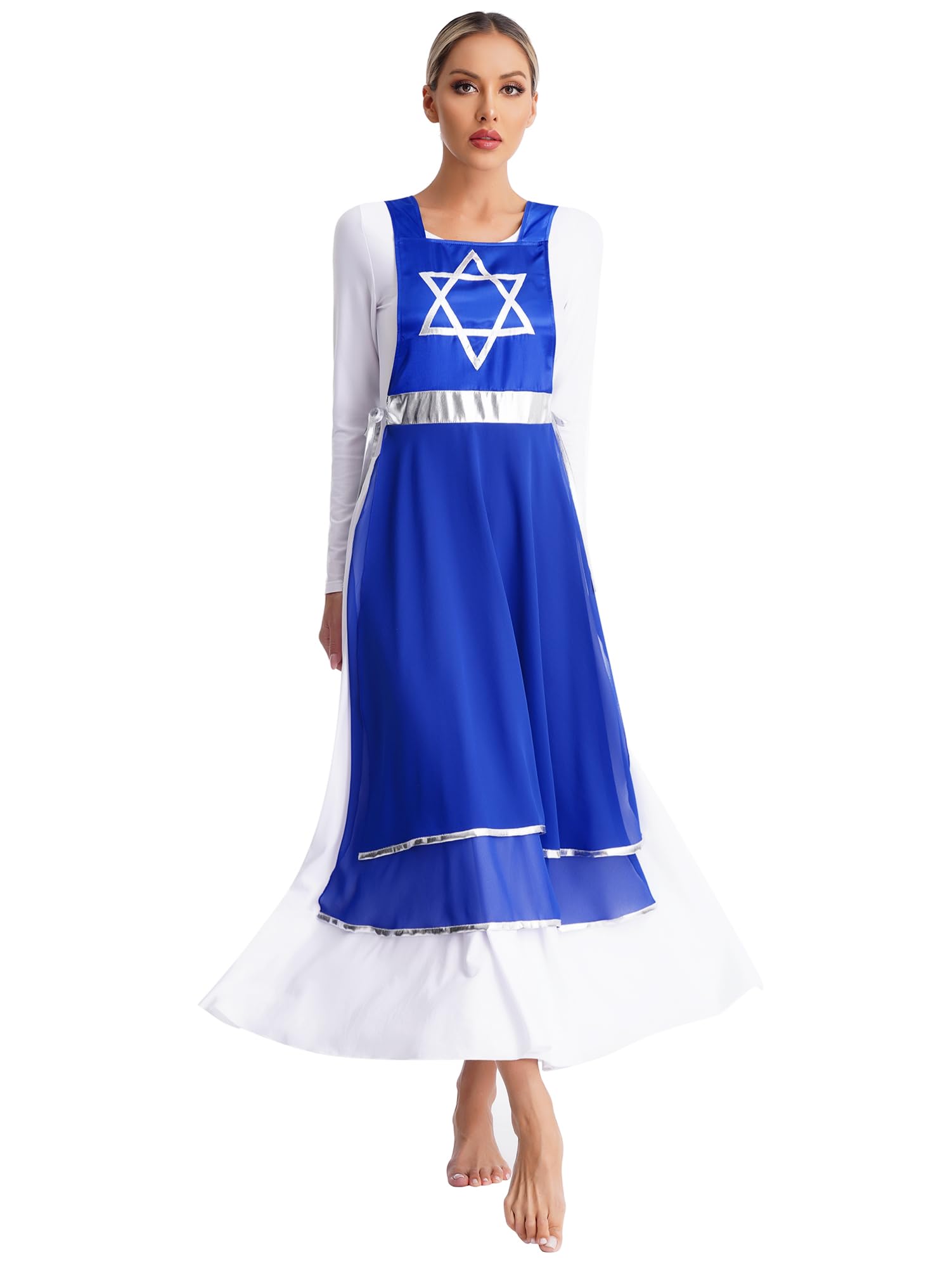 JEYPINMI Women's Praise Dance Dress - Flowy Tunic Overlay Hexagram Worship Costume for Church Performances (White Dress Not Included) | Perfect for Christian Dance Ministries, Worship Teams & Spiritual Performances