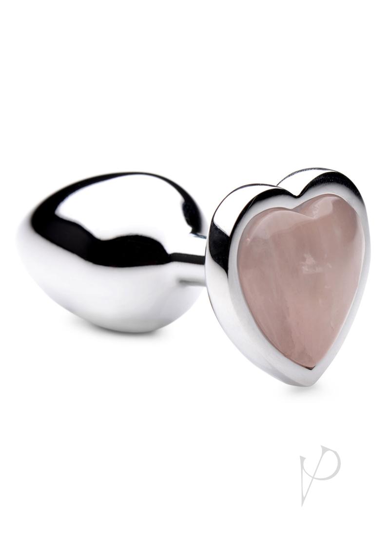 Booty Sparks Gemstones Rose Quartz Heart Anal Plug - Small Size, Pink - Perfect for Sensual Play & Couples Intimacy