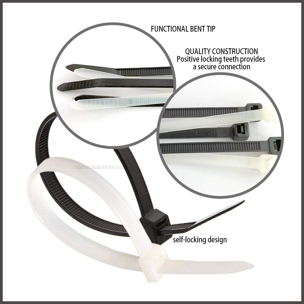 STEREN 6-Inch Heavy Duty Cable Ties (100-Pack) - 18lb Tensile Strength, Self-Locking, Clear Industrial Zip Ties for Home, Office & DIY Projects