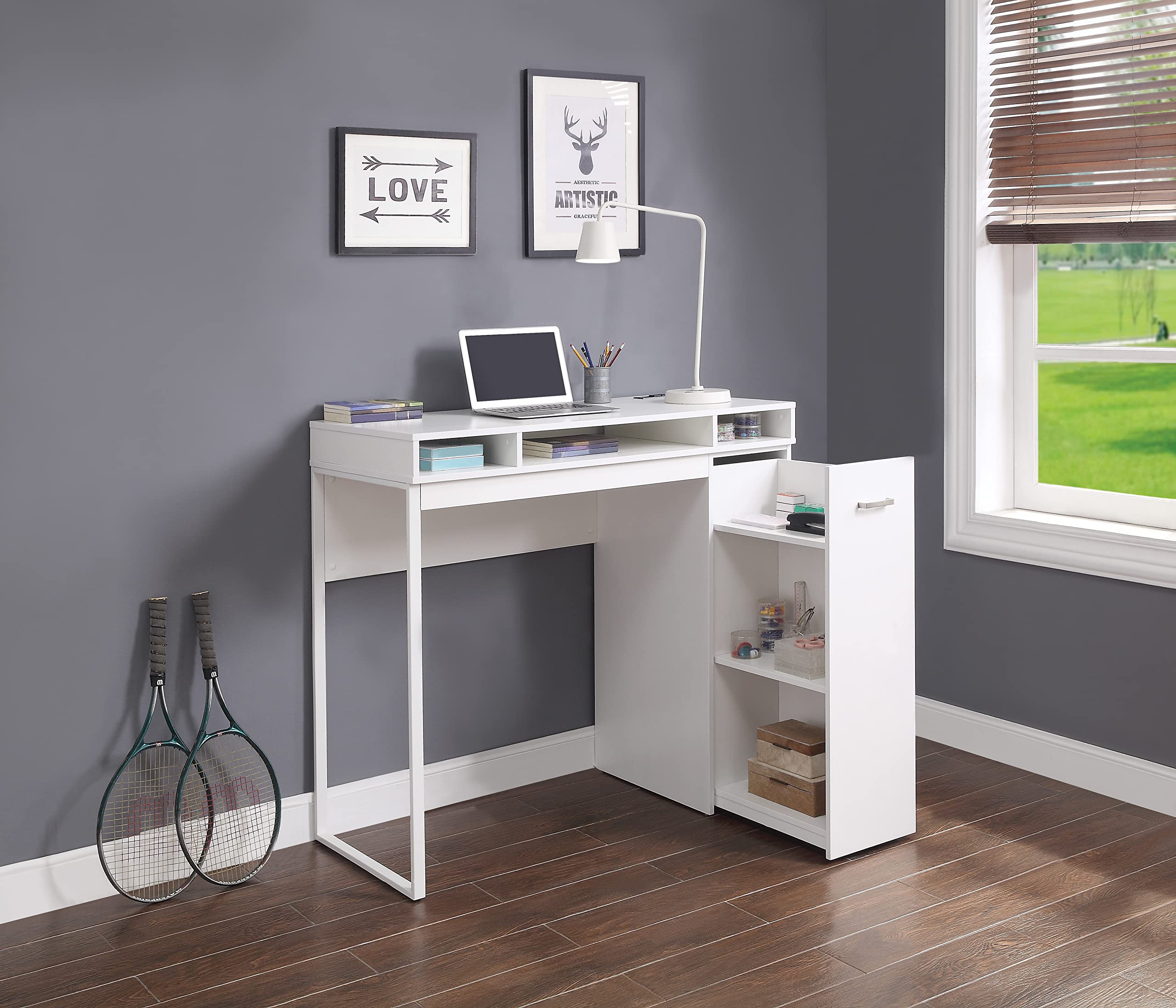 White Ravel Desk with Storage - Home Office & Study Furniture