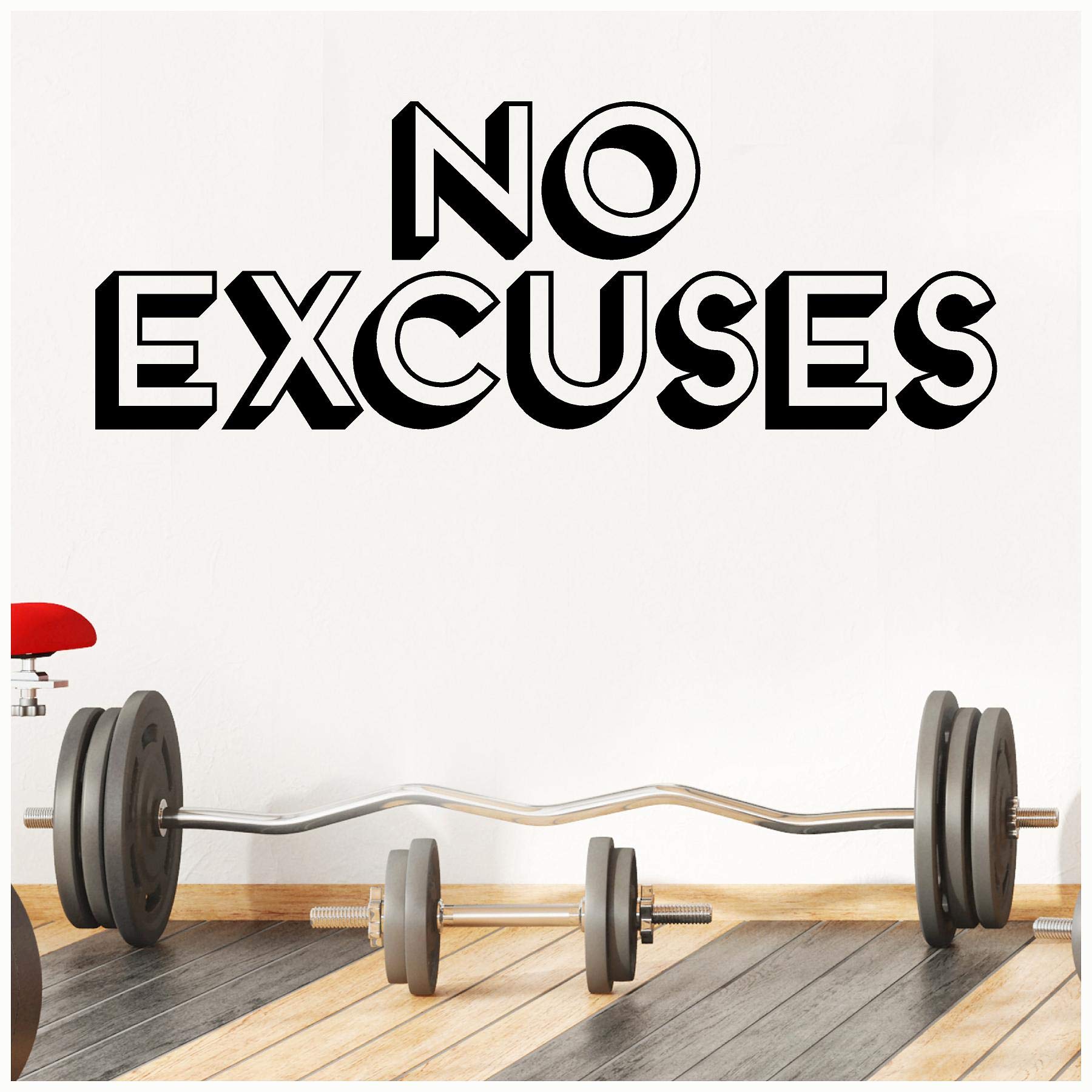 No Excuses Motivational Vinyl Wall Decal Sticker - 21.5