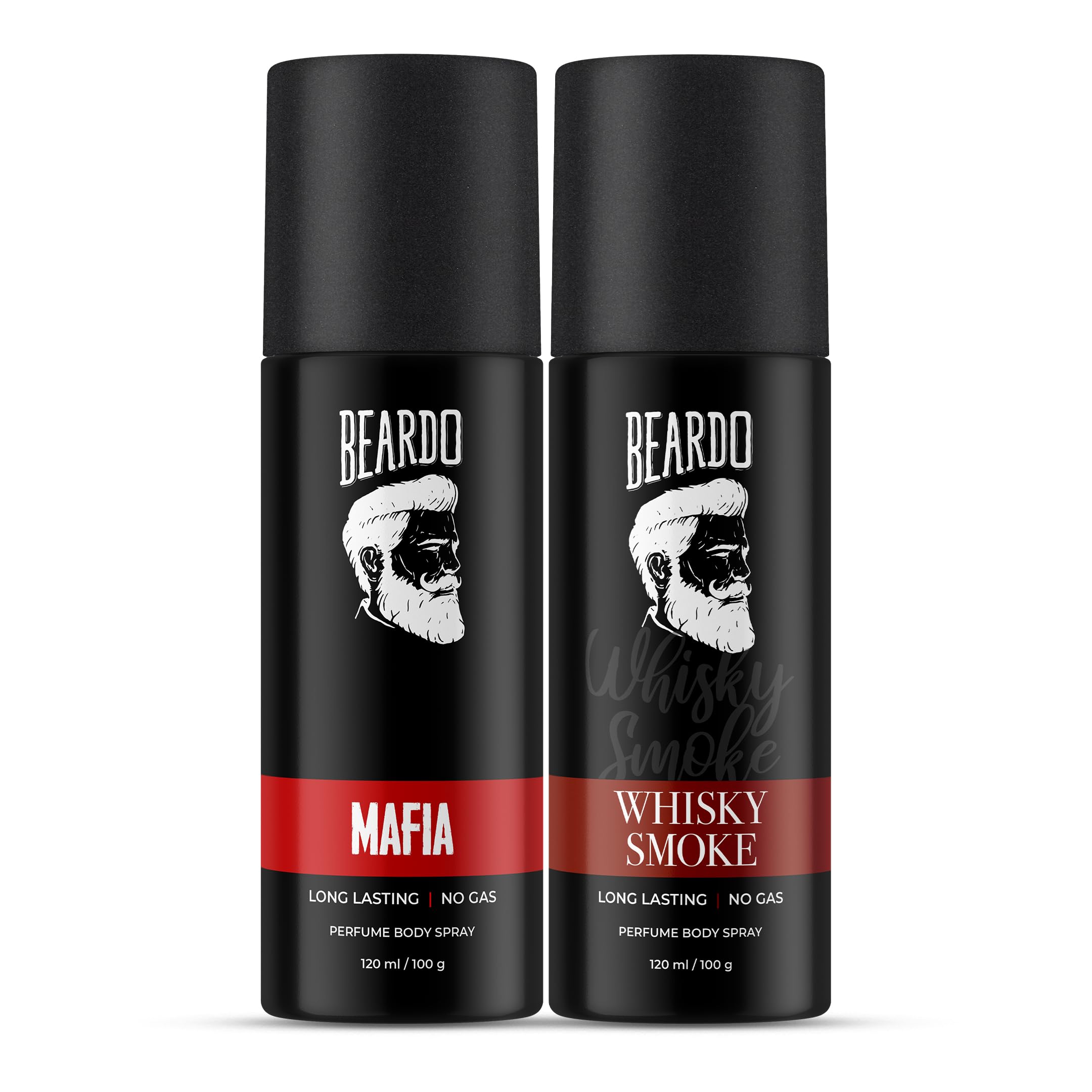 Beardo Whisky Smoke & Mafia Long Lasting Perfume Body Spray Combo for Men (2 Pack) | Alcohol-Free Deodorant | 24-Hour Fragrance | Cologne Gift Set for Brother & Friends | Perfect for Work, Gym & Night Out