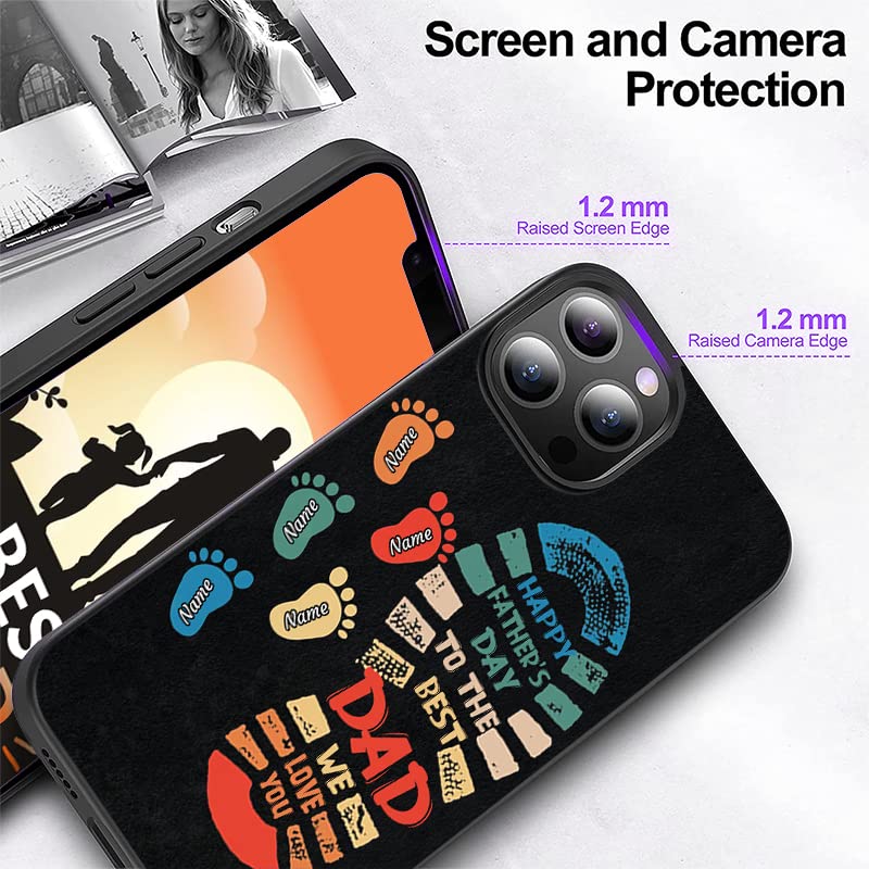 Customized Dad & Kids Footprint Phone Case - Compatible with iPhone 15/14/13/12/11 Pro Max, Samsung Galaxy S23/S22/S21/S20 FE/A14/A54/A53/A03S/A13, Z Flip 3/4, Note 20/10 | Unique Father's Day Gift for Dad | Perfect for Family Photos, Father-Child Bonding & Daily Protection