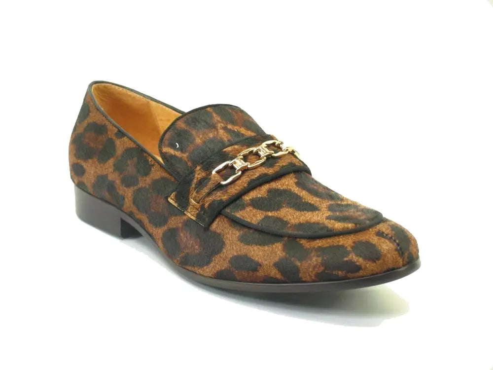 Stylish Animal Print Chain Buckle Loafers for Women - Comfortable Slip-On Shoes for Casual Wear, Office & Party Outfits