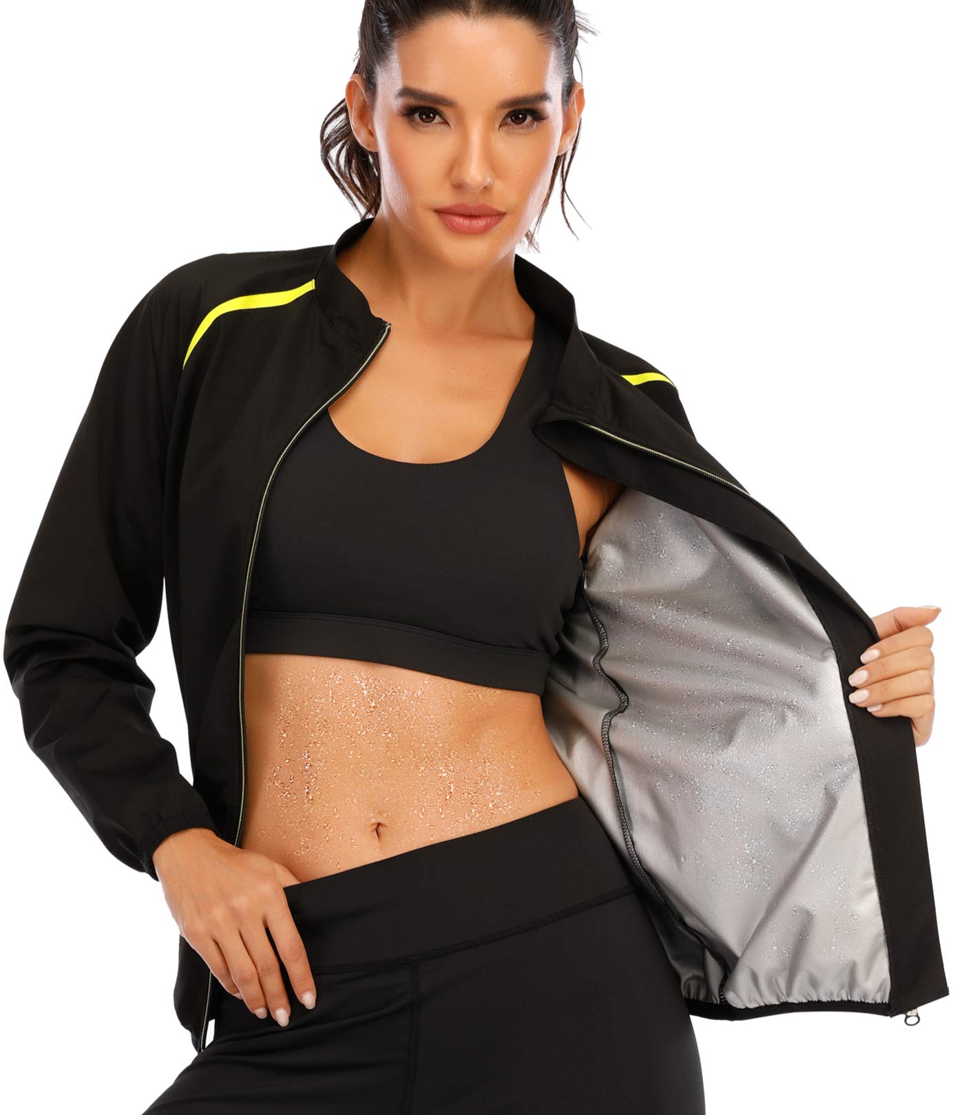 SEXYWG Women's Sauna Jacket - Slimming Sweat Suit for Weight Loss, Long Sleeve Workout Top & Body Shaper | Perfect for Gym, Sauna & Home Fitness