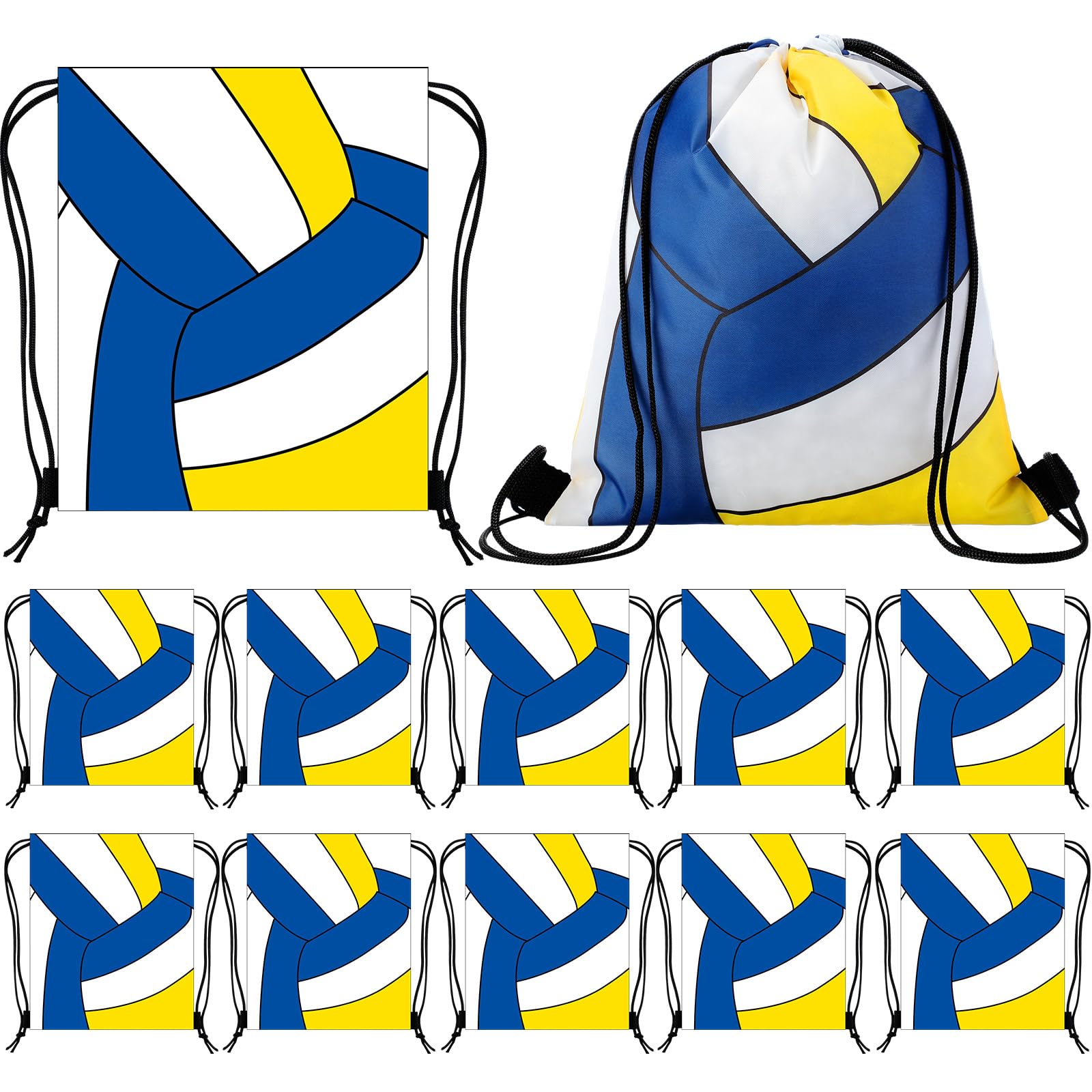 12 Pack Volleyball Drawstring Bags - 12