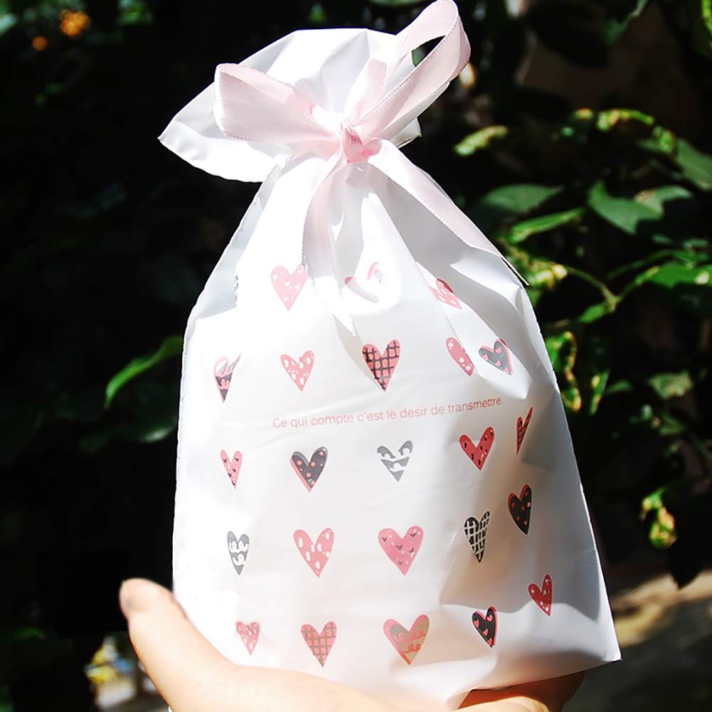 24pcs Enjonar Plastic Drawstring Treat Bags - Gift Favor Candy Goodie Bags for Birthday, Wedding, Baby Shower, Bridal Shower & Holiday Parties - Perfect for Party Favors, Candy Storage & Gift Wrapping