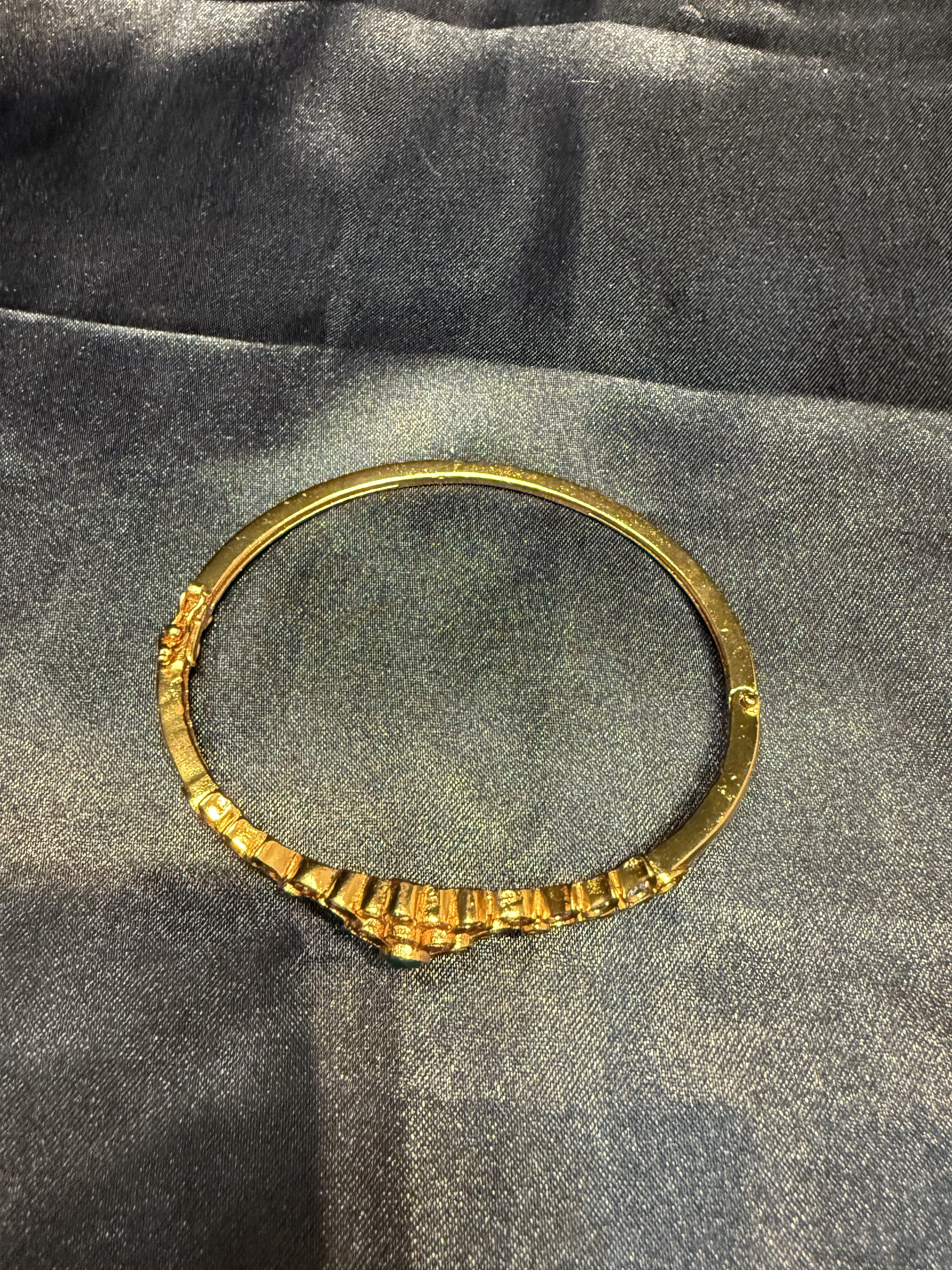 Elegant Gold Plated Bracelet with Green & White Stones & Floral Design - Perfect for Weddings, Parties & Special Occasions