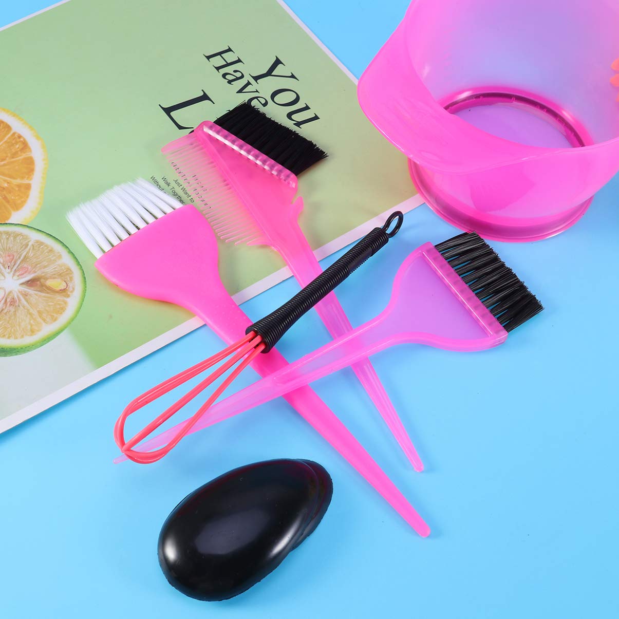 Beaupretty 6pcs Professional Hair Dye Coloring Kit with Color Bowl, Dyeing Brush & Bleach Tools - Salon & Home Hair Coloring Set for DIY Highlights, Ombre & Balayage