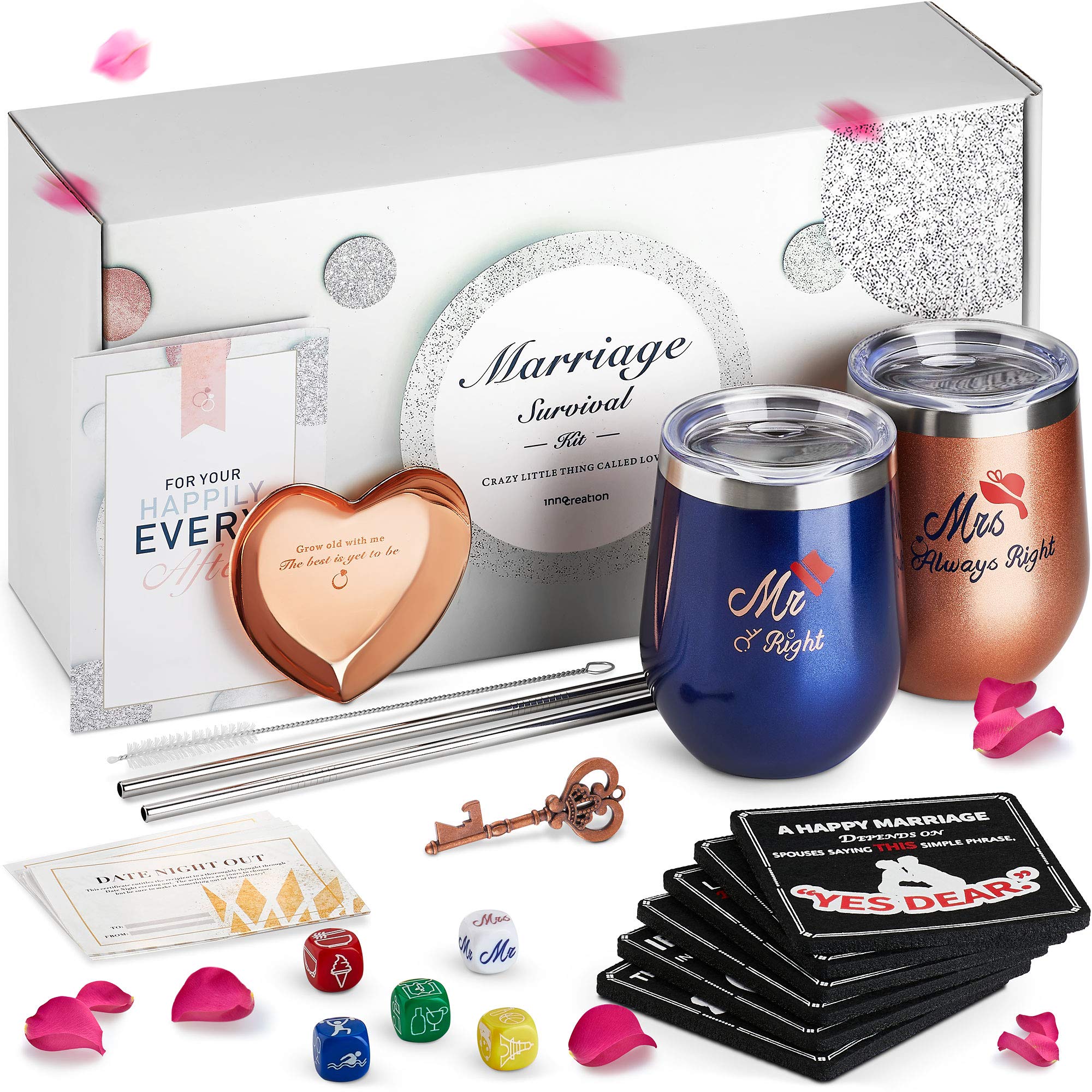 Unique Bridal Shower & Engagement Gifts for Bride to Be - Wedding Survival Kit with Free Ring Dish, Coasters & Bottle Opener | Perfect Wedding Gift for Couples & Her | Bridal Party, Anniversary & Newlywed Essentials
