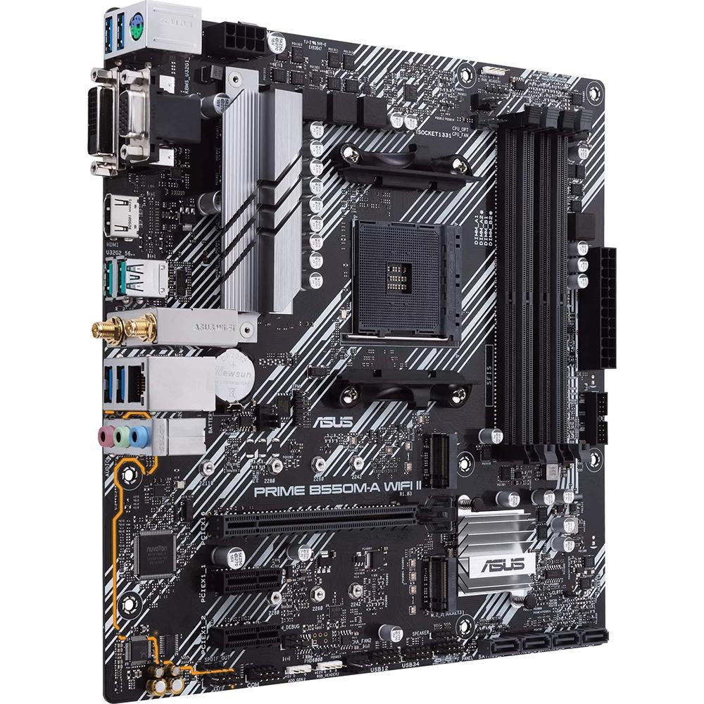 ASUS Prime B550M-A WiFi II AMD AM4 Micro-ATX Gaming Motherboard - Dual M.2, PCIe 4.0, WiFi 6, 2.5Gb LAN - Perfect for PC Gaming, Streaming & Content Creation