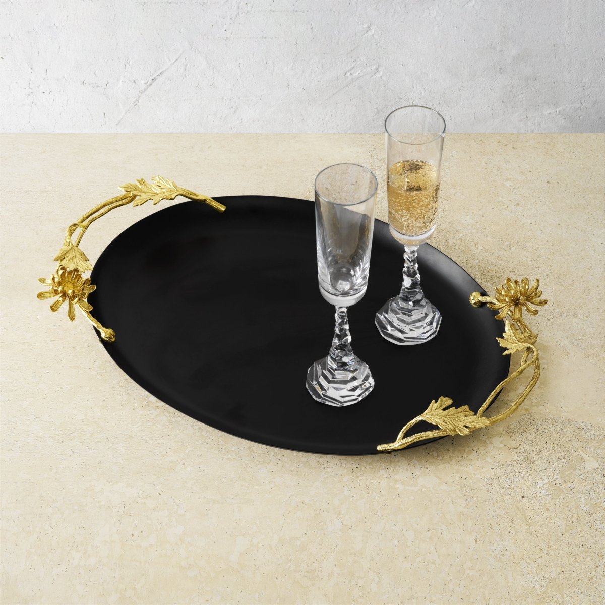 Elegant Dahlia Oval Serving Tray - Decorative Handmade Wooden Tray for Dining, Coffee Table, and Home Decor - Perfect for Entertaining, Gifts, and Organizing