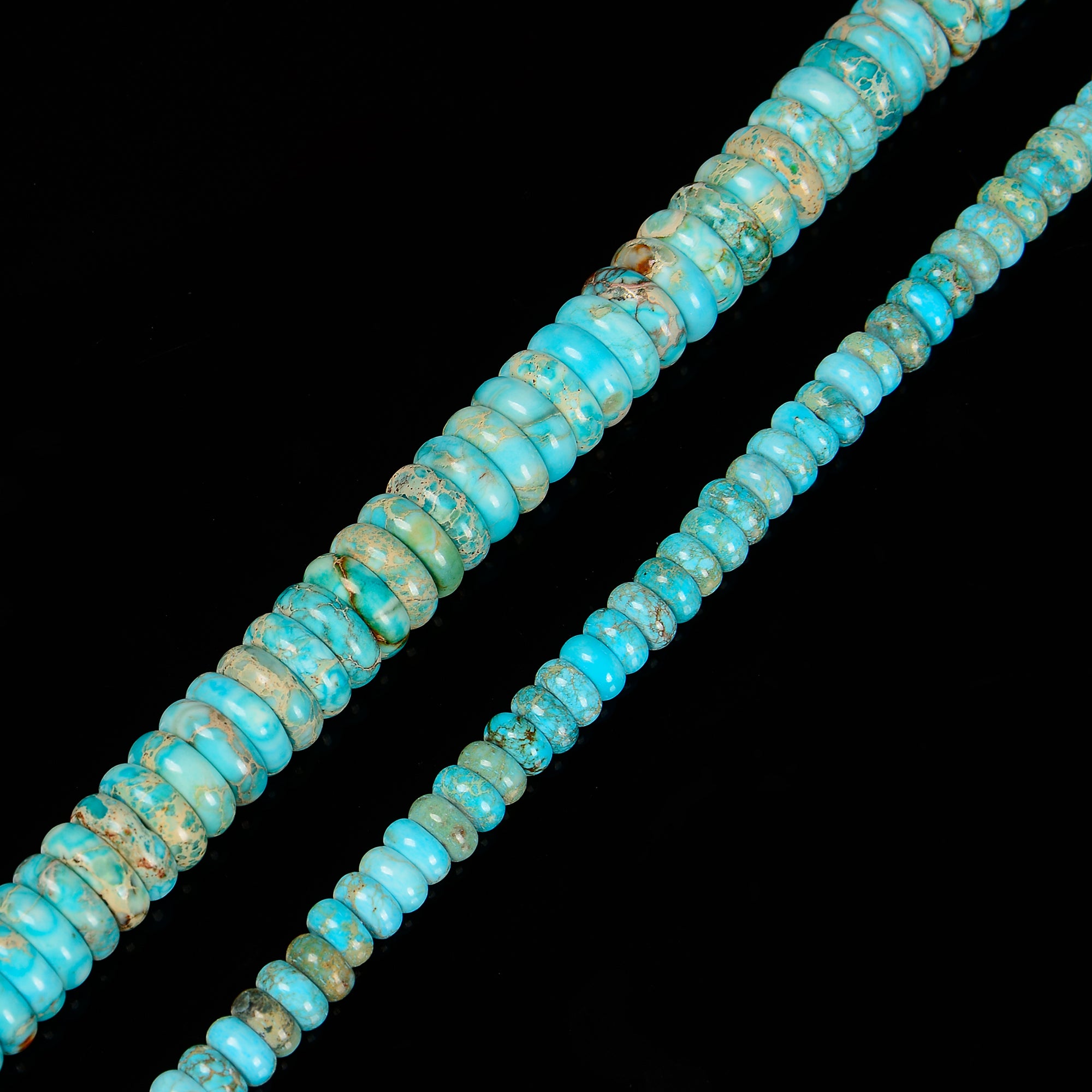 Natural Light Blue Sea Sediment Jasper Smooth Rondelle Beads 3x6mm & 3x10mm - 15.5 Inch Strand for Jewelry Making, DIY Bracelets & Necklaces