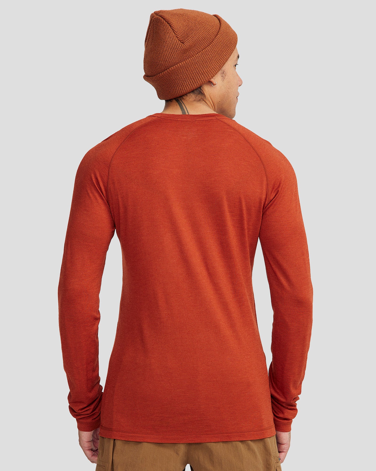Men's K Merino 125 Baselayer Top - Redwood Color | Lightweight Merino Wool Base Layer for Hiking, Skiing & Outdoor Activities