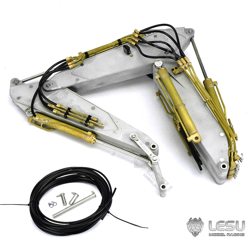 1/14 Scale Metal Rake Bucket with Three-Section Arm Grab Fork for LESU AC360 PC360 ET30H ET26L RC Hydraulic Excavator Model - Perfect for Construction Site Dioramas, RC Excavator Upgrades & Heavy Equipment Collectors