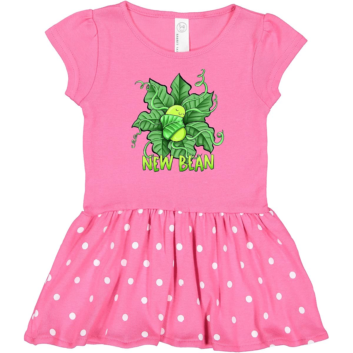 Inktastic New Bean Cute Sleeping Bean in Leaves and Vines Infant Dress - Adorable Baby Girl Outfit for Photoshoots, Parties & Everyday Wear
