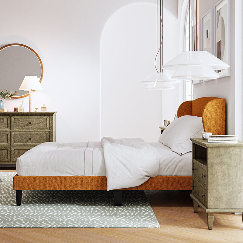 Baotist Upholstered Wingback Platform Bed Frame - Queen Size Modern Bedroom Furniture for Master Bedroom, Guest Room & Apartment