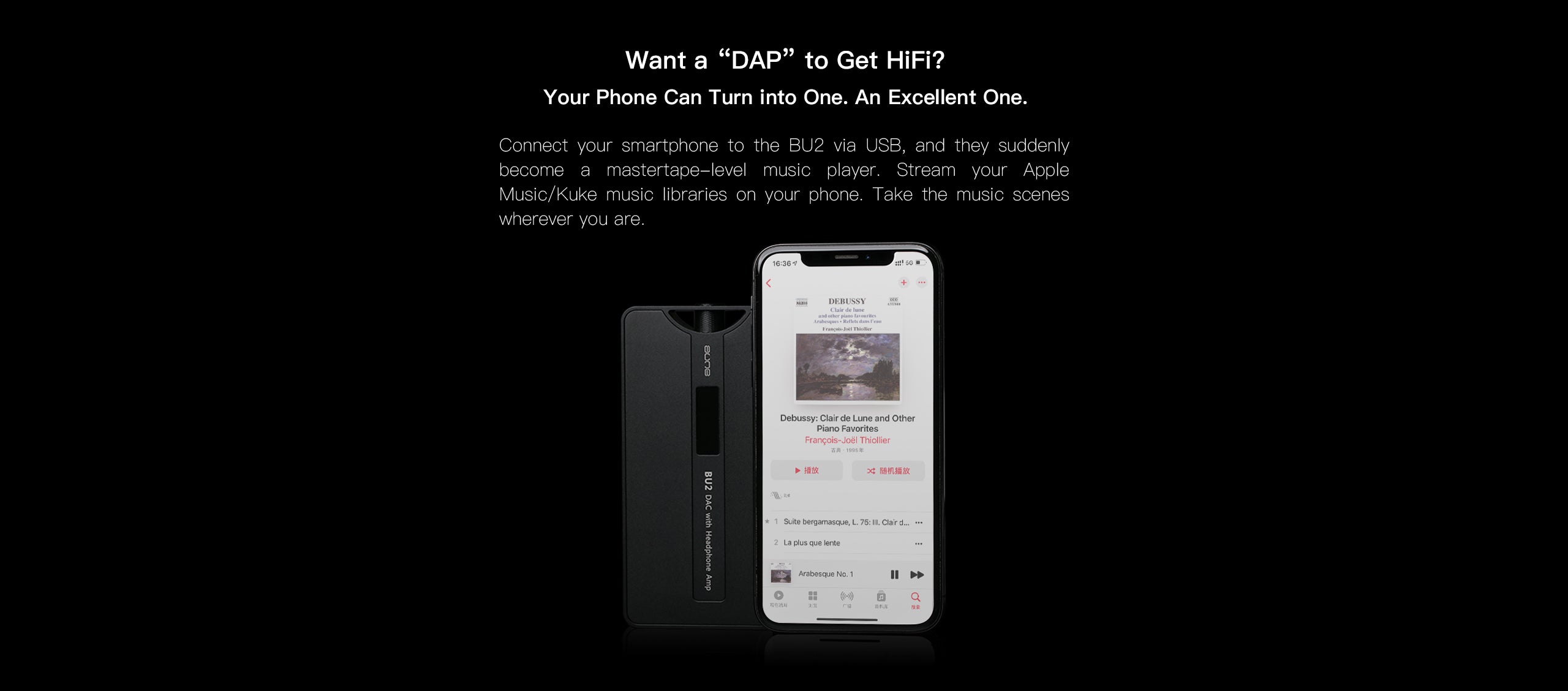Aune BU2 Portable DAC & Headphone Amplifier - HiFi Audio Converter for Smartphones, Laptops, PCs - Perfect for Music Lovers, Gamers & Audiophiles On-The-Go
