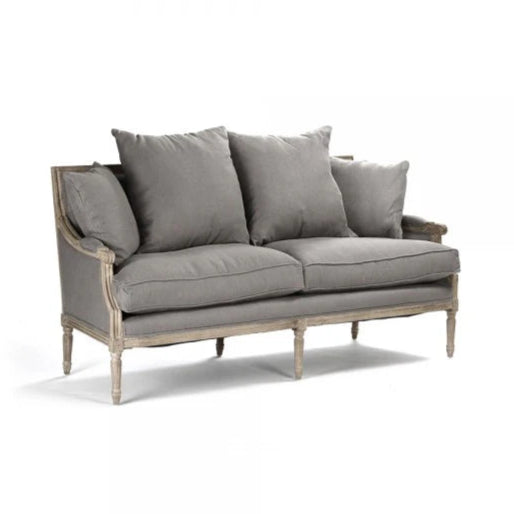 Modern Louis Grey Linen Sofa - 3-Seater Mid-Century Fabric Couch with Wooden Legs | Perfect for Living Room, Lounge & Apartment Decor