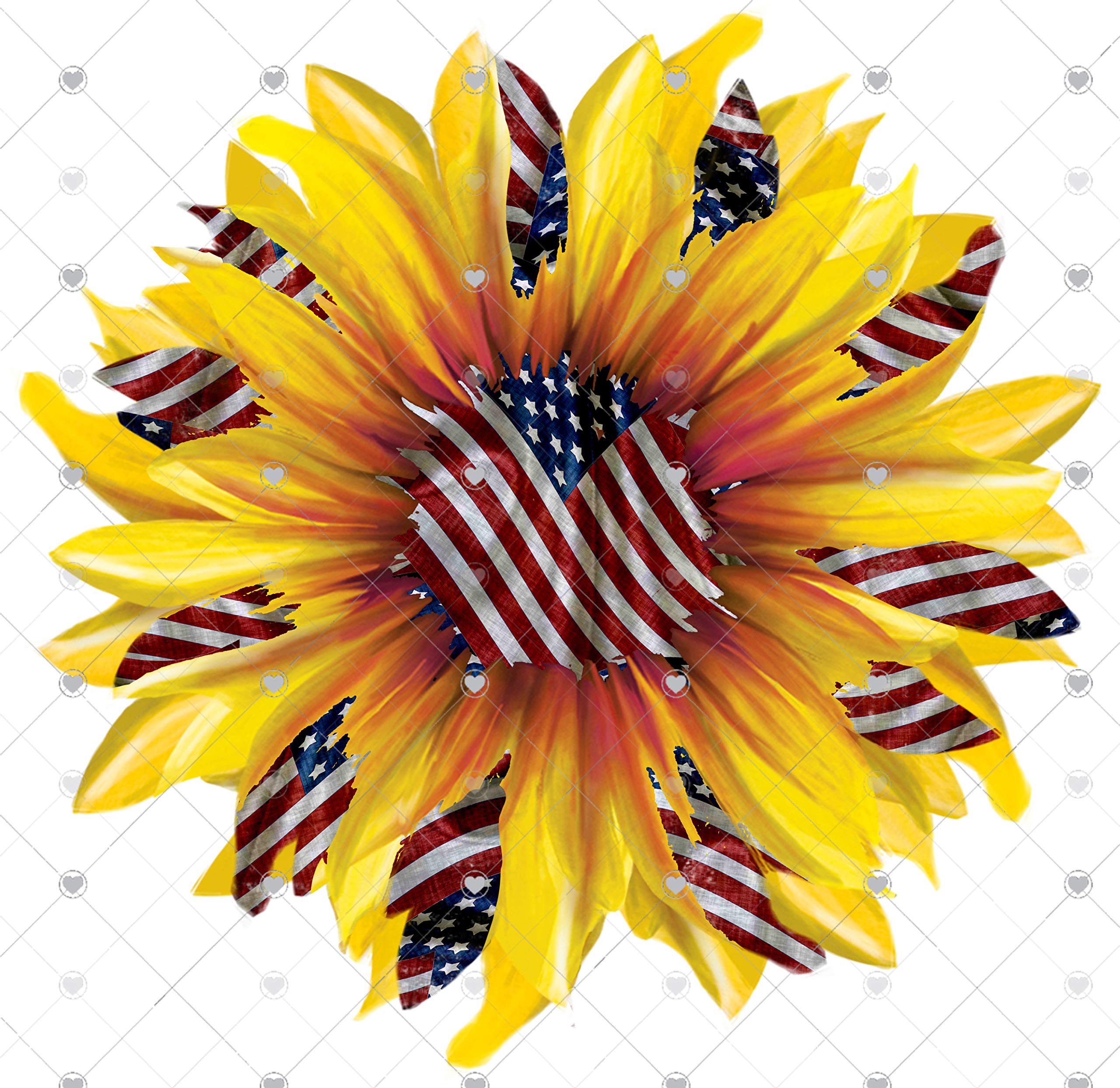 Sunflower Sublimation Transfer Ready to Press - Patriotic Design for DIY T-Shirts & Mugs - Perfect for July 4th, Memorial Day & Summer Events - Easy to Use Heat Press Transfers for Custom Apparel & Drinkware