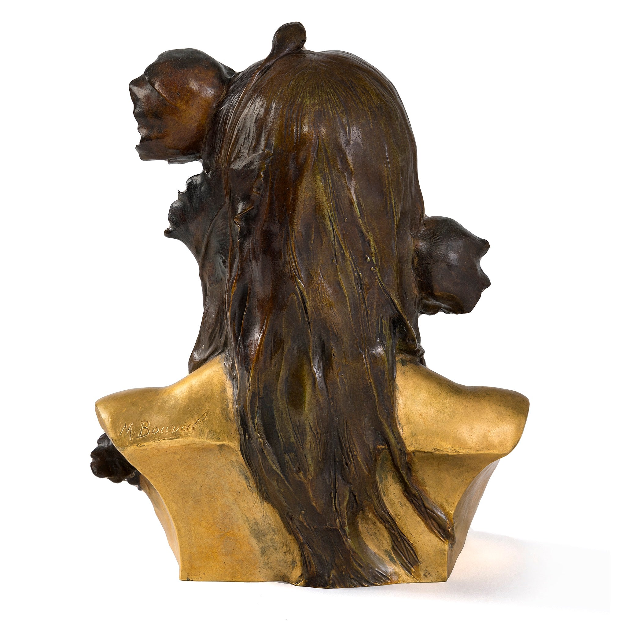 Antique Maurice Bouval Ophelia Bronze Sculpture - French Art Nouveau Statue for Home Decor, Office & Garden